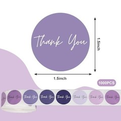 1000 Purple Thank You Stickers – 6 Lavender Colors, Adhesive Seal Decals for Par