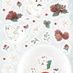Winter Bunny Stickers – Fantasy White Rabbit Sticker Sheet – Christmas Crafts