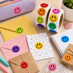 1000PCS Multi-Color Smiley Face Stickers 1 Inch – 2 Rolls of 500 Happy Face L…