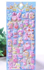 Kawaii Cute Puppies Rabbits And Kittens Puffy Sticker Sheet Scrapbook Diary Kid