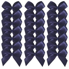 Micomon 50pcs 1.2-Inch Mini Bows for Crafts Satin 3/8″ ribbon, navy