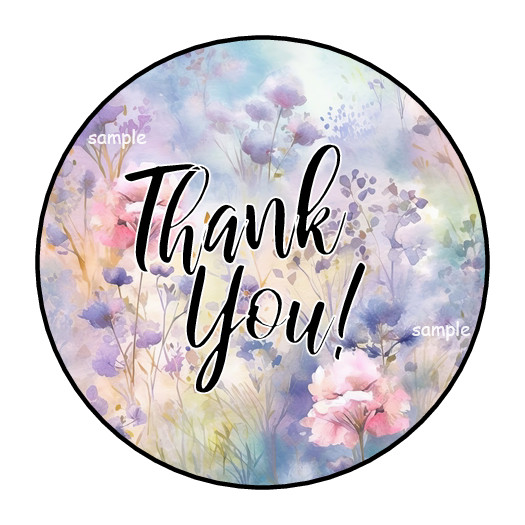 30 THANK YOU FLORAL ENVELOPE SEALS STICKERS LABELS TAGS 1.5″ ROUND WILDFLOWERS