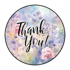 30 THANK YOU FLORAL ENVELOPE SEALS STICKERS LABELS TAGS 1.5″ ROUND WILDFLOWERS