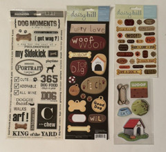 Vintage Puppy Dog Stickers Lot Bones Words Daisy Hill Creative Imaginations