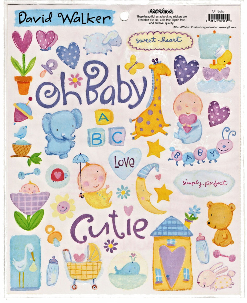 David Walker OH BABY! Sticker Sheet (50+) Pcs scrapbooking