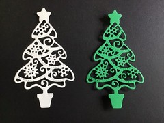 Snowflake Christmas Tree Die Cut Embellishments 3” x 1-3/4” 8pcs Scrapbook Cards
