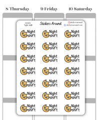 Night Shift Script Planner Sticker, Work Sticker, Calendar and Journal Sticker