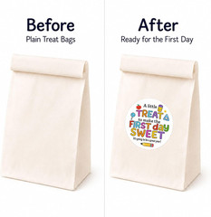 First Day of School Treat Stickers, 60 PCS 2 Inch round | Teacher Welcome Labels