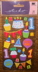 Sticko Baby First 1st Birthday Party One Year Old Cake Cupcake Scrapbook Sticker