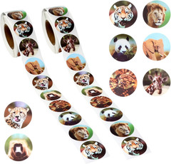 2 Rolls of 500 PCS 1-Inch round Zoo Animal Stickers for Scrapbooking & Decor