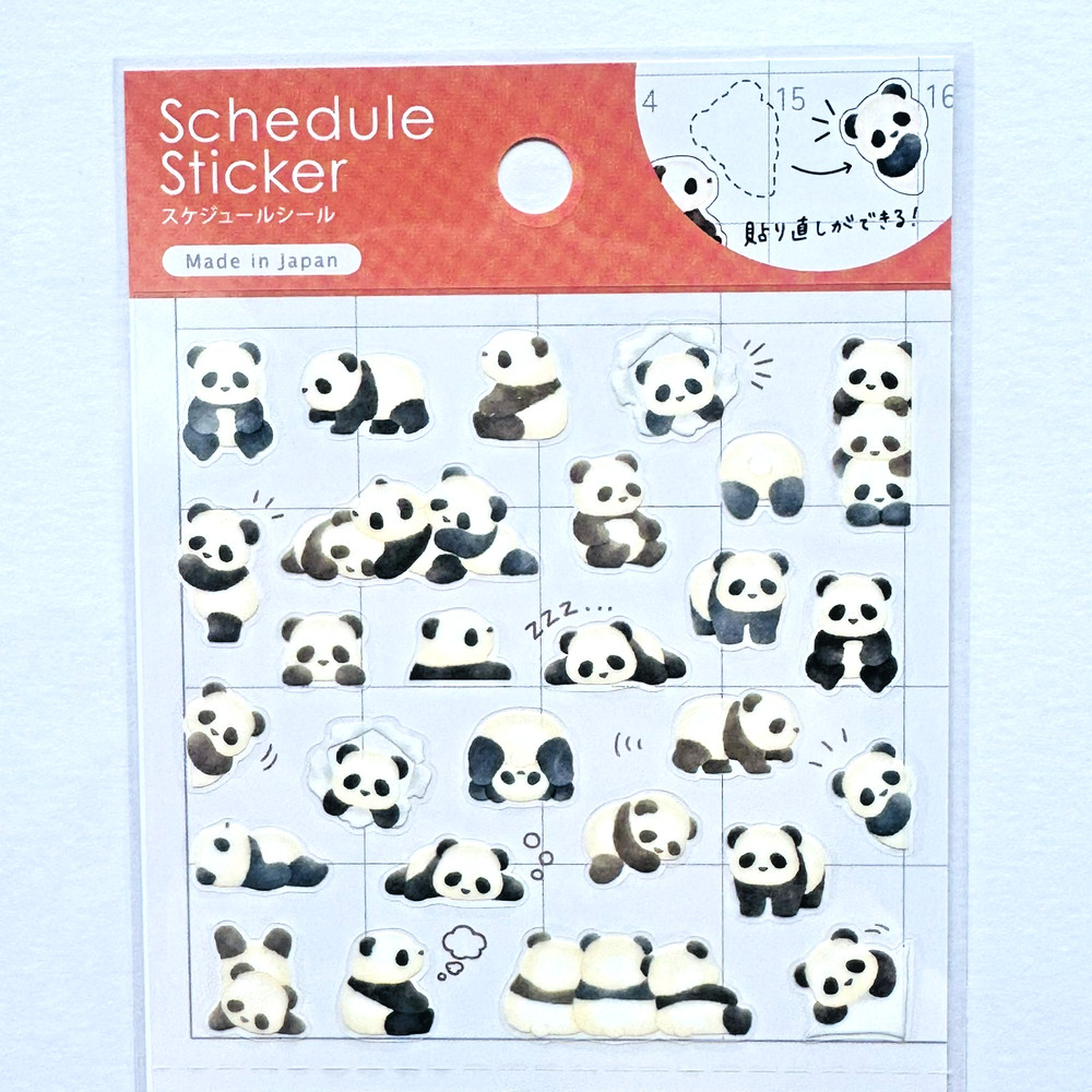 Kawaii Panda Schedule Sticker Sheet Planner Diary Japan Made