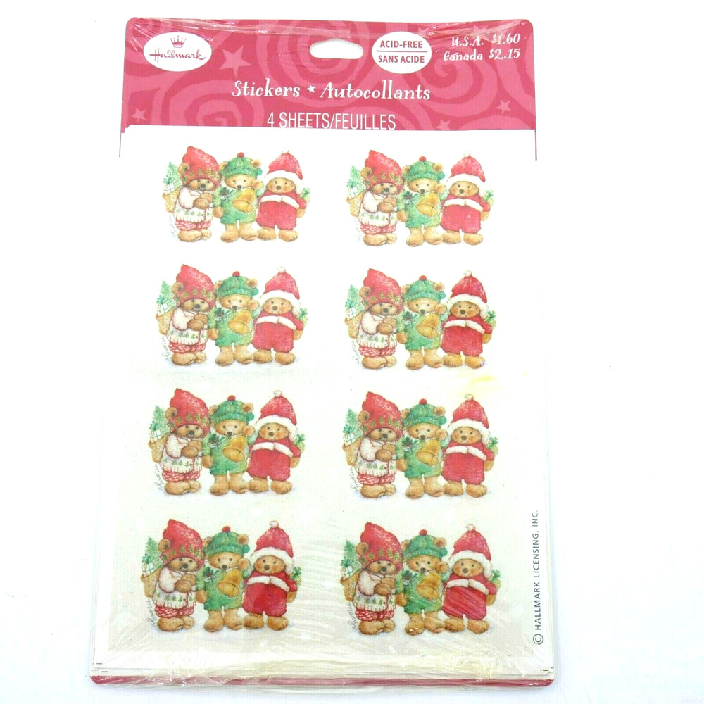 Vintage Hallmark Stickers Christmas MARY HAMILTON MARYS BEARS TEDDY New in Pack