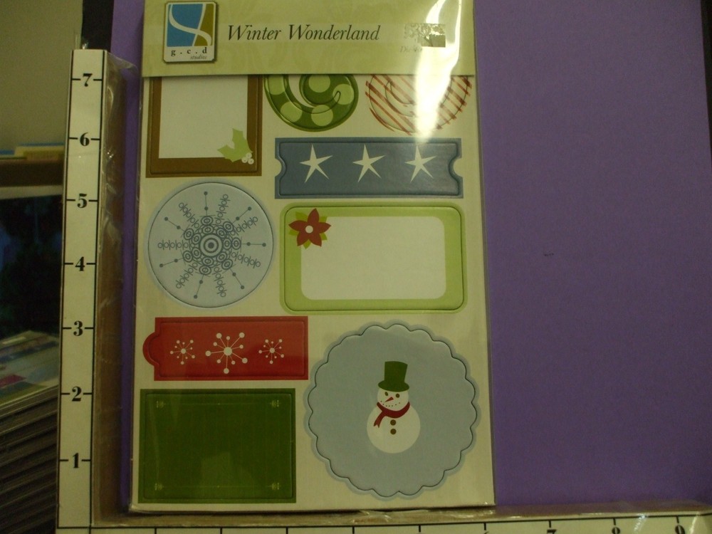 Snowflake Tags Holly stars snowman die-cut Chipboard self-adhesive 4 sheets 28l