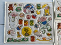 Vtg 1983 Puffy Cabbage Patch Baby Stickers 4 Full Sheets Excellent NOS