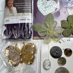 Sewing Embellishment Lot: Appliques, Buttons, Rick Rack, Swarovski Crystals B20Q