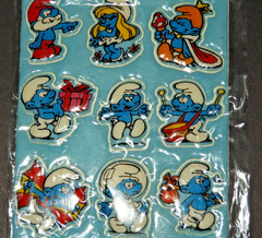 Vintage Smurf Puffy Stickers Sheet 1980 Peyo Assortment #2 Still Sealed READ