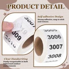 0.8×1.6″ Inventory Sticker, 2 Roll 3001-4000 & 4001-5000 Number Label 2000 Tags