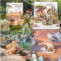 20 Sheets PET Stickers Wild Animals Scrapbooking Sticker for Journal Album Craft