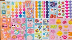 Retro kawaii Sticker bundle cat dog food dessert alien space shooting star peace