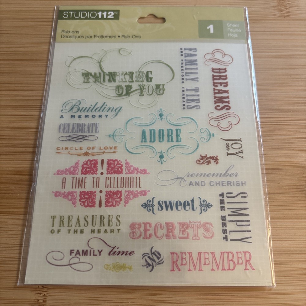 Studio 112 Scrapbook Rub Ons Words Family Love Celebrate