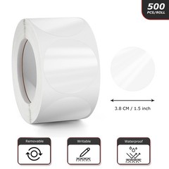 Clear Round Label 1.5 Inch Circle Sticker Self-Adhesive Transparent Dot Wafer…