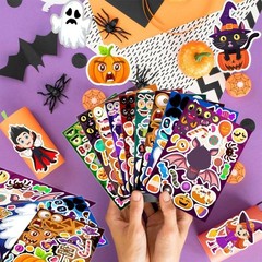 36 Sheets Halloween Stickers for Kids, Make Your Own Halloween Stickers, Hallowe