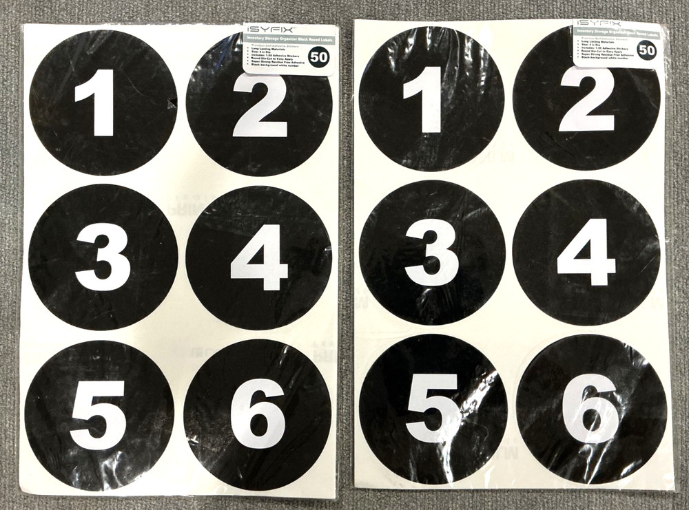 (LOT OF 2) iSYFIX Black Consecutive Number Stickers *1 to 50 *4-inch, Vinyl