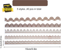 40 PCS Transparent Lace Stickers Scrapbooking, Vintage EPE Lace Stickers with 5