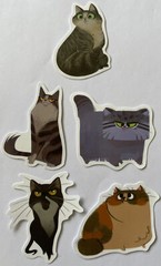 CAT ASSORTMENT Stickers(6pc) •Fuzzy•Meow•Kitten•Pet•Feline •Cute•Fur•Whiskers•