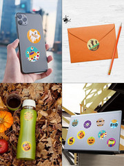 1000 Pcs Halloween Roll Stickers for Kids Teens, Pumpkin Bats Spiders Witch Web