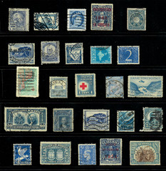 25 Blue Slate Steel Worldwide Used Stamps Color Lot — Crafts Art (WM259)