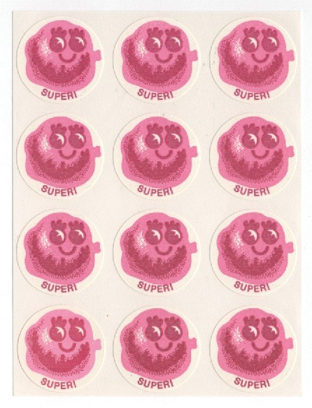 Vintage CTP 1977 Scratch & Sniff Stickers BUBBLE GUM «Super!» ’77 Sheet