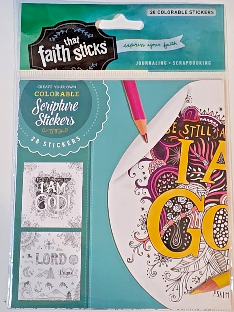 FAITH THAT STICKS Colorable Scripture Stickers – PSALM 46:10 – 28 pcs