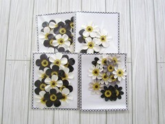 Daisies Layered paper flowers Black white daisy gem embellishment Fall 8 package