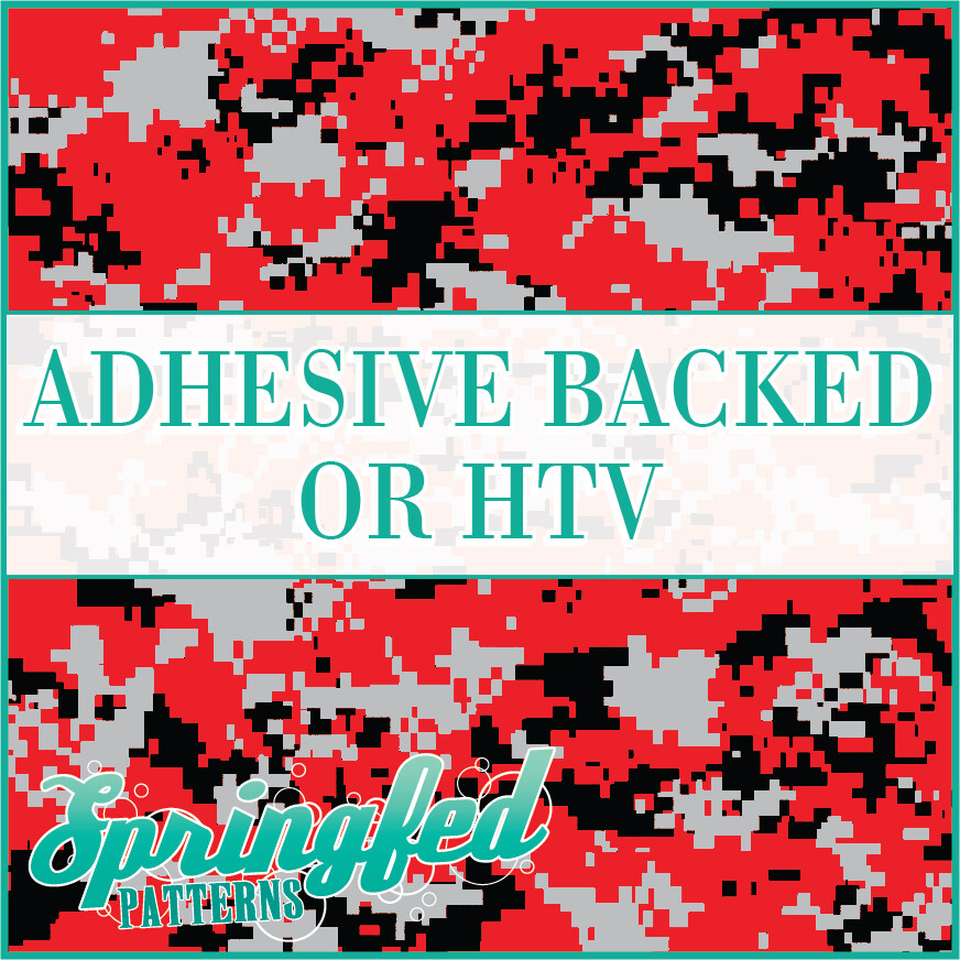 Digital CAMO in Black, Red & Grey Adhesive Vinyl or HTV Heat Transfer Vinyl