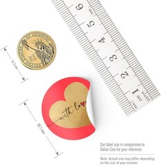 Red & Gold Love Stickers, 1.5″ Diameter, 2500 Pack
