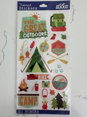 Sticko Themed Stickers 21PC Great Outdoors Fish Swim Hike Camp Tent Scrapbooking