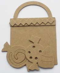 {3} *TREAT BAG & CANDY* Halloween Bare Chipboard Die Cuts 4 1/2″