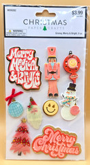 9-piece MERRY, MAGICAL & BRIGHT 3D Stickers by Christmas Paper Crafts, NEW