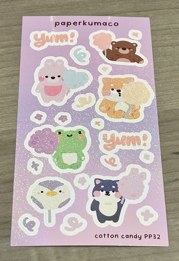 NEW PaperKumaCo “Cotton Candy” Sticker Sheet Paper Kuma Co Stickers