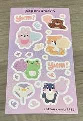 NEW PaperKumaCo “Cotton Candy” Sticker Sheet Paper Kuma Co Stickers