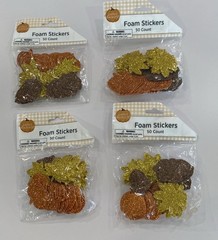 Perfect Harvest Fall Foam Stickers Crafts Leaves Pumpkin Glitter (4) 50 ct Packs