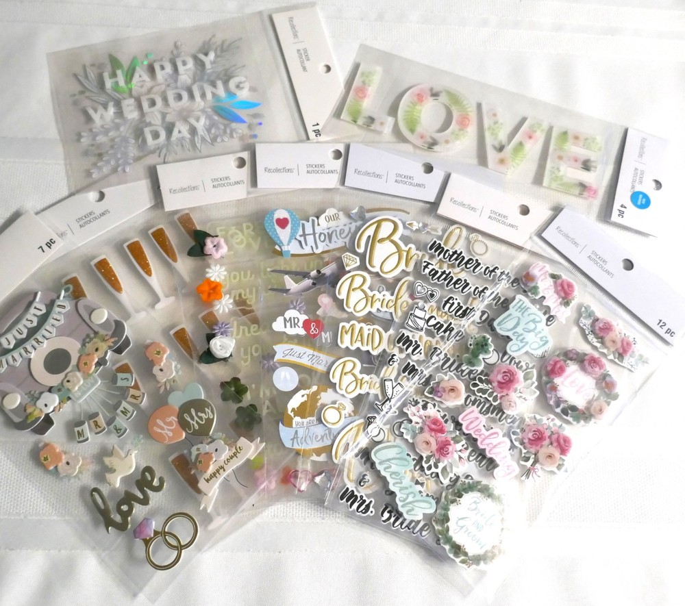HAPPY WEDDING DAY ! 9 PACKS BY RECOLLECTIONS. SO COLORFUL! 98 PIECES !