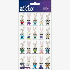 EASTER Bunny Hipster Bunnies Cool Rabbit Ears Glasses Sticko Stickers