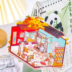 4 Sets Cute 3D Miniature Scene Stickers for Keychain Bags 3D Sticker Scene with