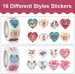 1000Pcs Valentine’S Day Heart Roll Sticker 1Inch I Love You Stickers for Packing