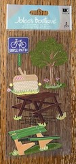 RARE Jolees Day At The Park Picnic Basket Table Bench Bike Path Walk 3D Stickers