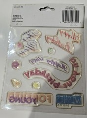 keepsake essentials epoxy word stickers Birthday For You