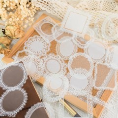 120 PCs Lace Scrapbook Stickers,Waterproof Cutout Transparent Sticker PET Tra…