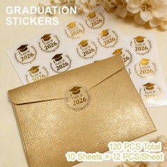 Elegant Gold Graduation Stickers, 120PCS Peel and Stick Labels for Celebrations